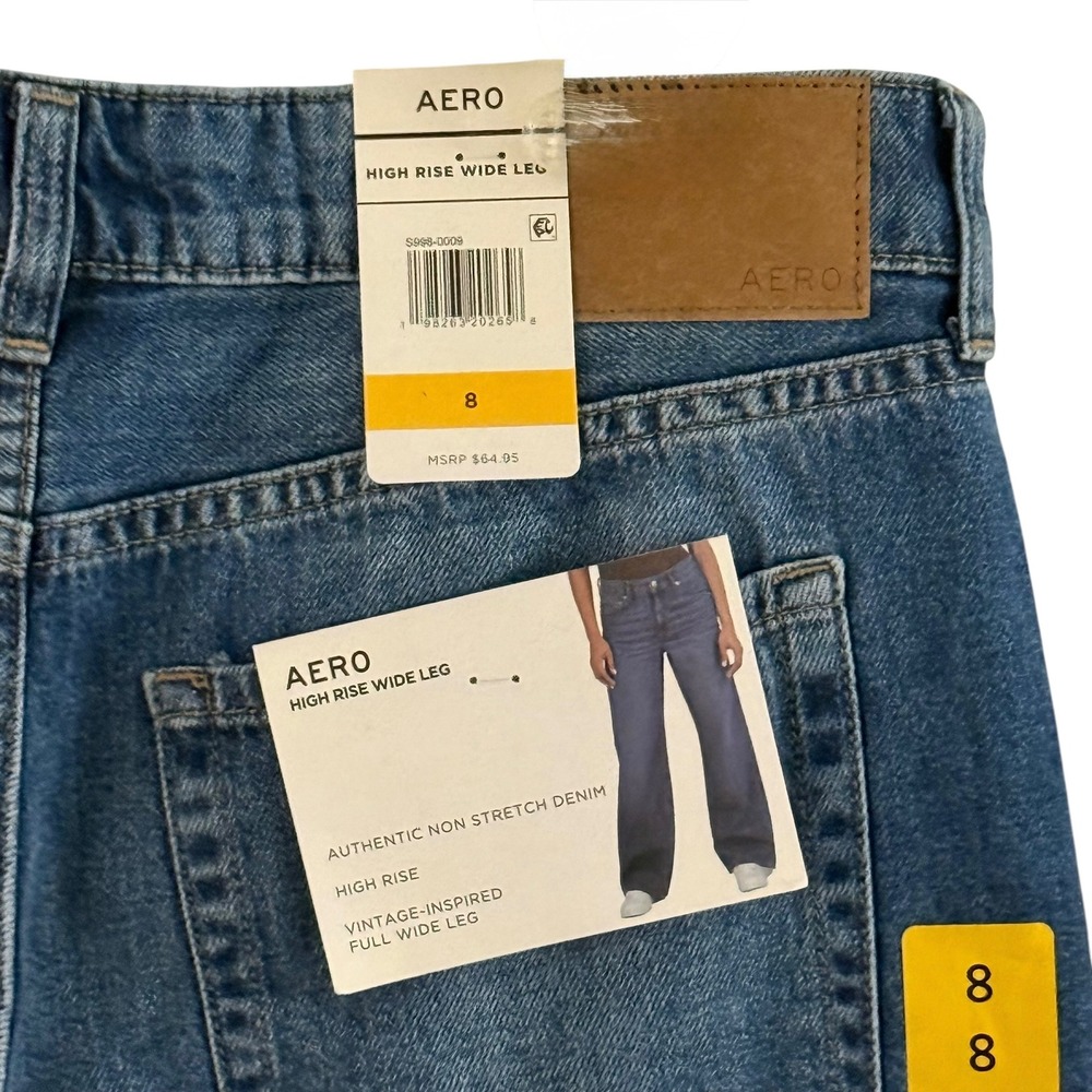 NWT Aeropostale‎ Women's Size 8 High Rise Full Wide Leg Jeans Dark Wash 5-pocket - Picture 11 of 16